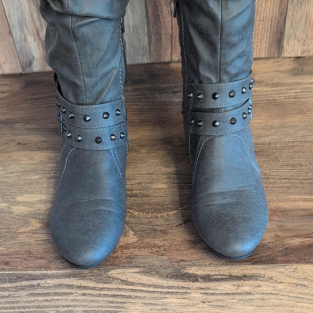 Just Fab Edlin Gray Over the Knee Boots 5.5 R193
